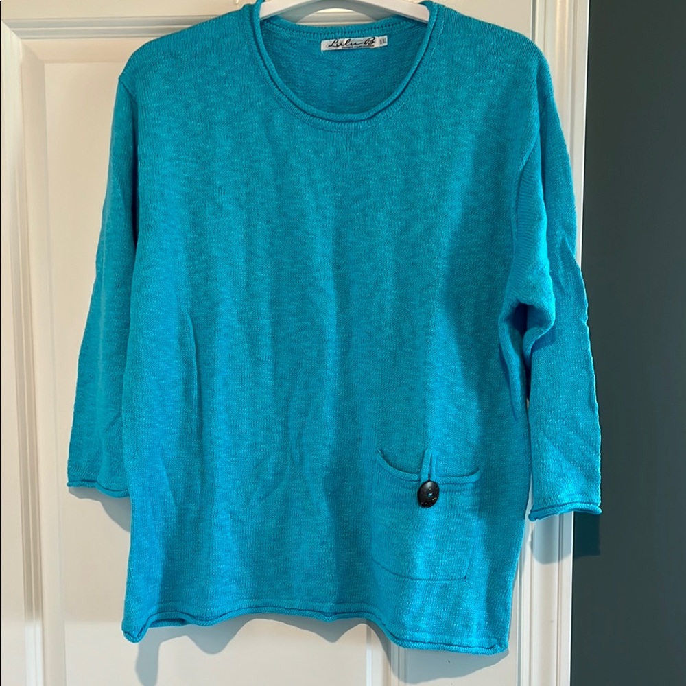 Lulu-B Vibrant Turquoise Crew Neck Sweater
